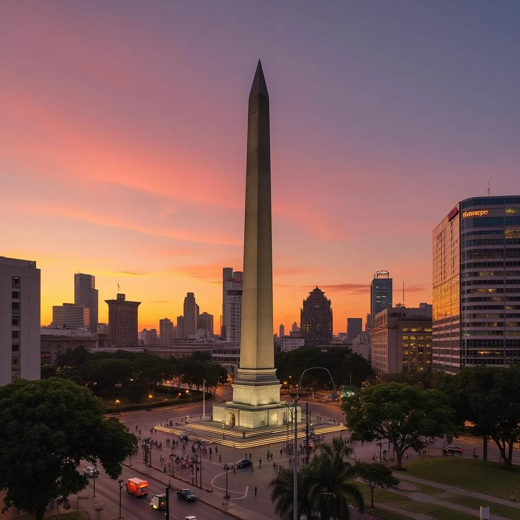 Edificio emblemático de Buenos Aires al atardecer